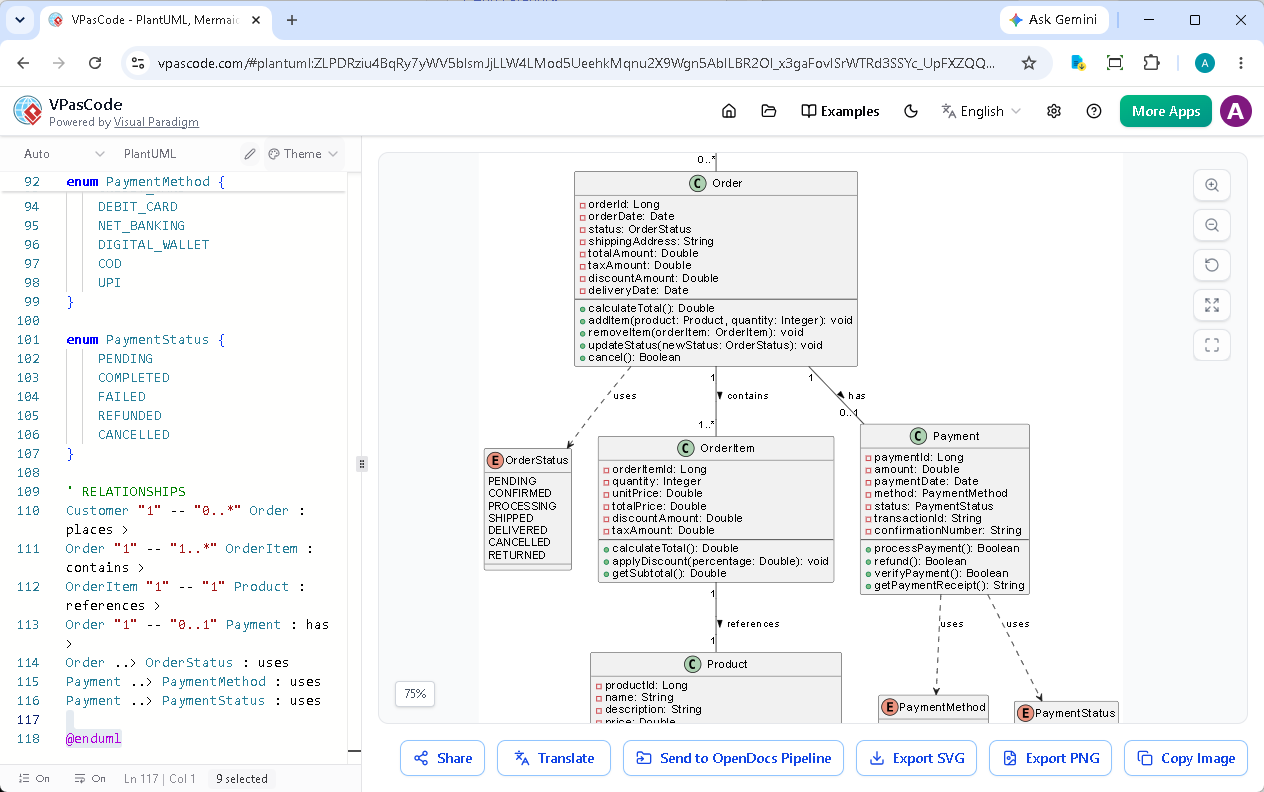 Payment inheritance hierarchy converted from text to diagram in VPasCode
