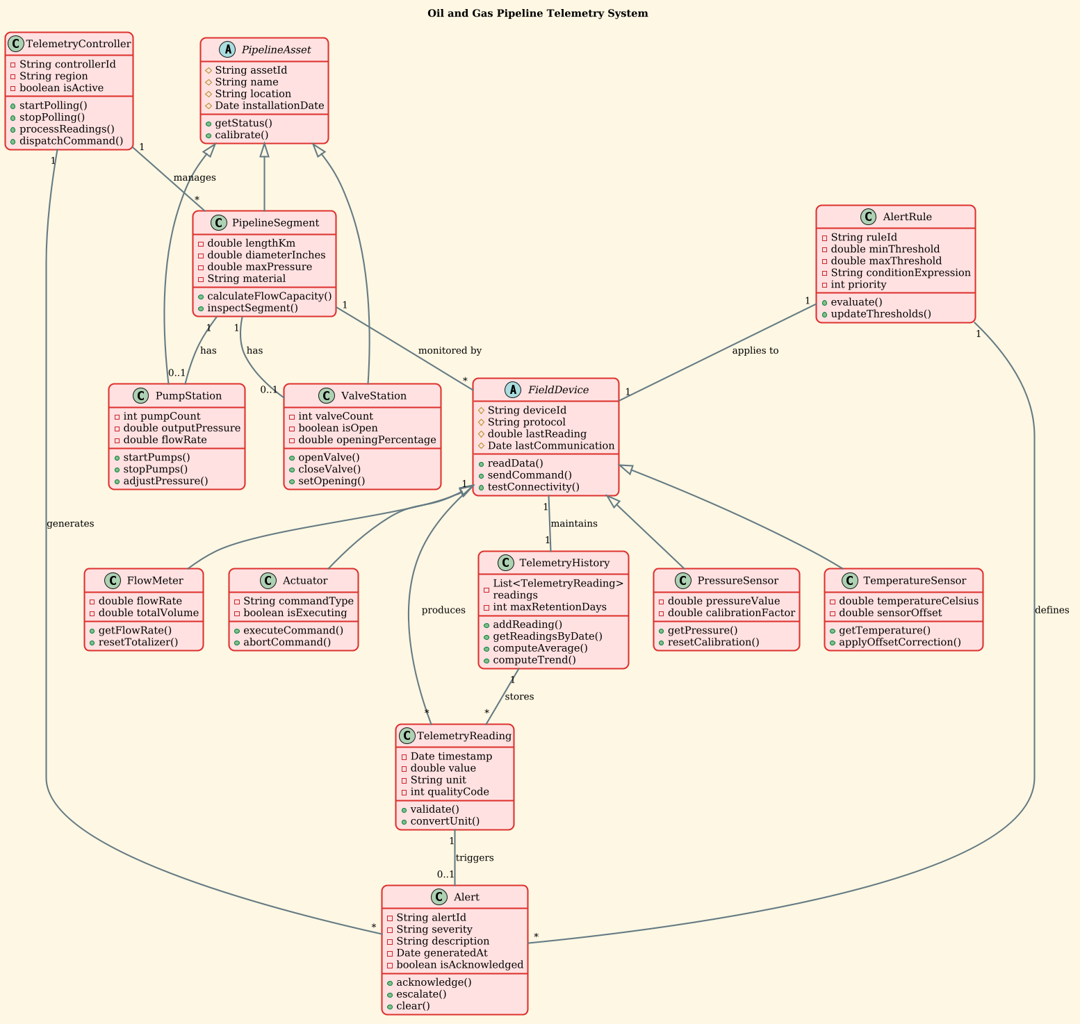 Oil and Gas Pipeline Telemetry System Class Diagram Preview