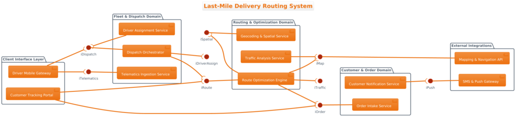 Mastering Last-Mile Delivery Architecture with a PlantUML Component Diagram